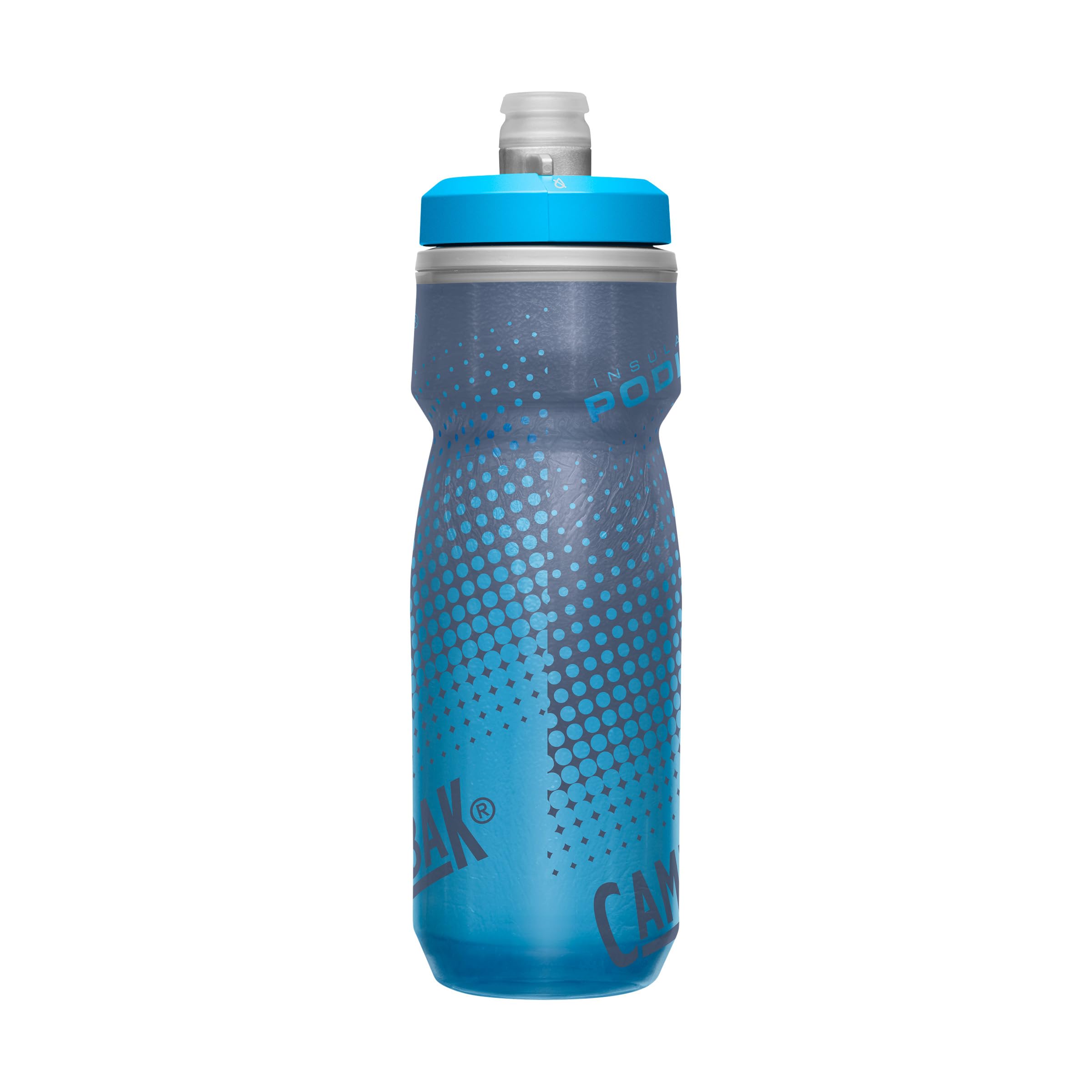camelBak Podium chill Insulated Bike Water Bottle - Easy Squeeze Bottle - Fits Most Bike cages - 21oz  Blue Dot